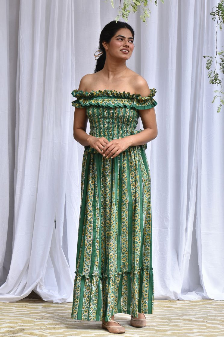 off shoulder dress philippines Philippines Barong Style Off Shoulder Maxi Dress with Polynesian Art and Leaf Motif Black Color
