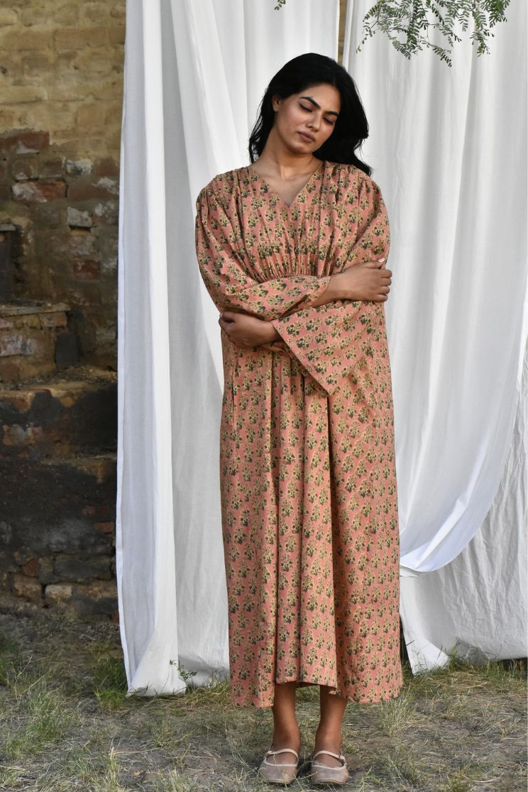 kaftan midi dress Floral Embroidered Midi Kaftan Dress White