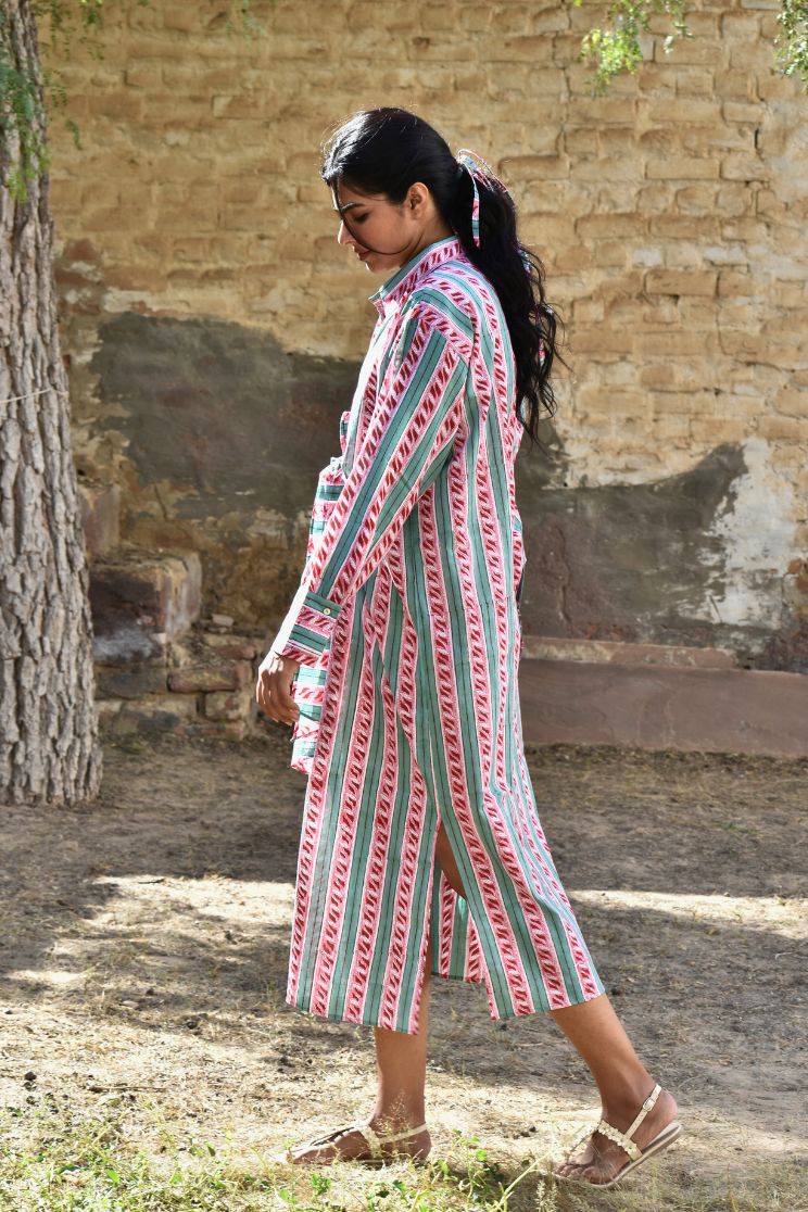 Floss Front Tie Shirt Dress