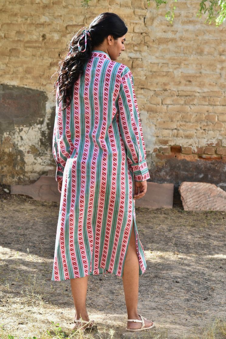 Floss Front Tie Shirt Dress