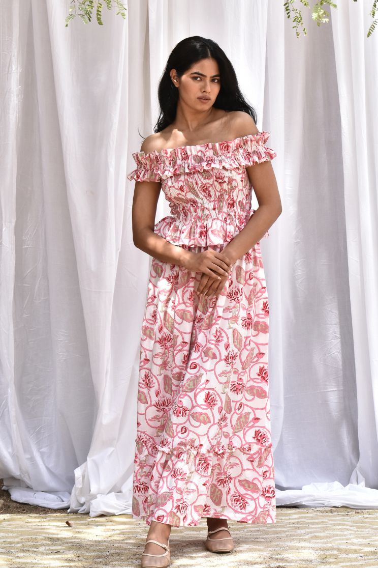 Rosalynn Off Shoulder Midi Dress