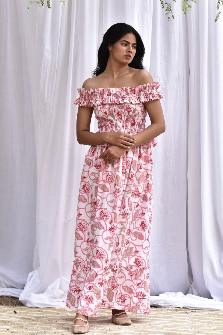 Rosalynn Off Shoulder Midi Dress