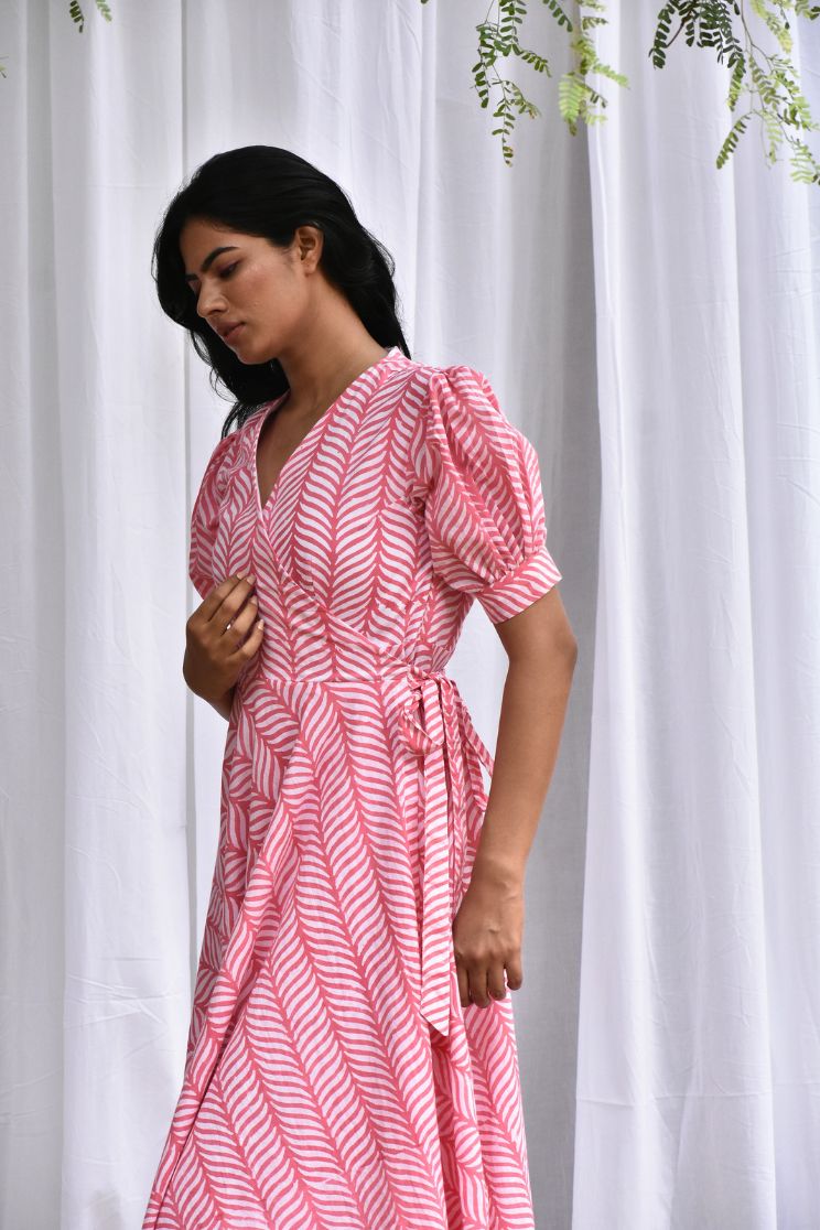 Rose Wrap Flared Dress