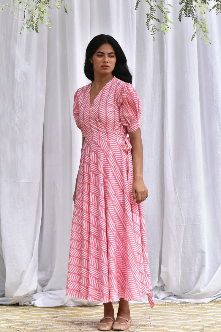 Rose Wrap Flared Dress